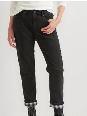 Eddie Bauer Women's Black Gray flannel lined boyfriend Jeans- size 6